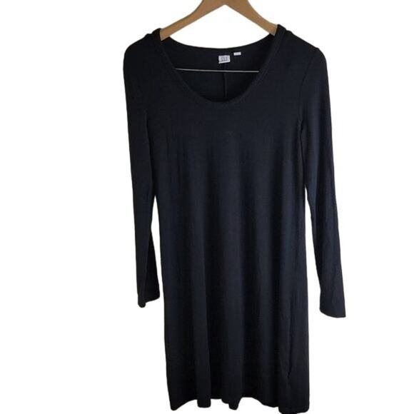 Gap Midi Dress Scoop Neck Long Sleeve Black size S - Picture 3 of 6